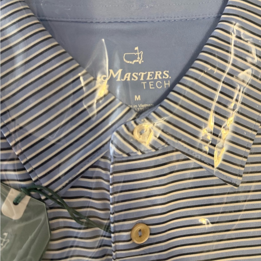 Masters Tech Men's Blue and White Striped Shirt